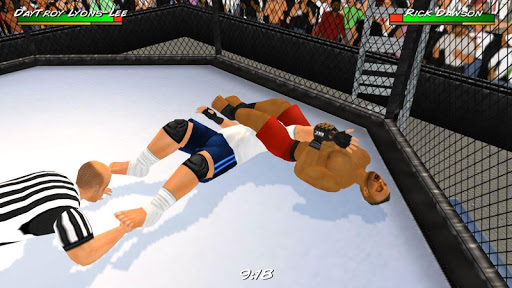 An exciting wrestling match in a vibrant 3D arena, capturing the energy and passion of WR3D Free.