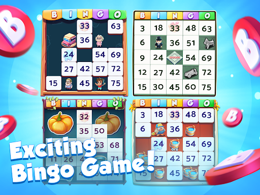 A vibrant and lively atmosphere of players enjoying Bingo Bash with colorful bingo cards and joyful expressions.