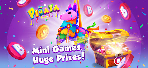 A vibrant and lively atmosphere of players enjoying Bingo Bash with colorful bingo cards and joyful expressions.