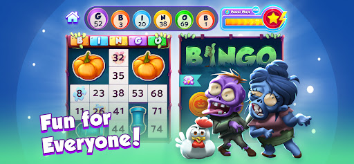 A vibrant and lively atmosphere of players enjoying Bingo Bash with colorful bingo cards and joyful expressions.