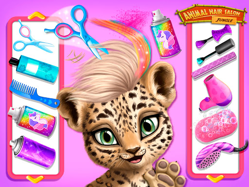 Joyful kids playing Animal Hair Salon 2 Jungle, styling animals with creativity and fun.