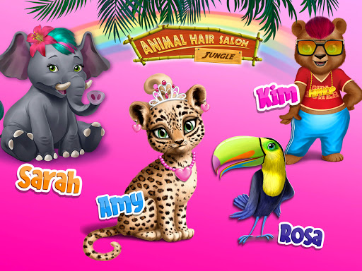 Joyful kids playing Animal Hair Salon 2 Jungle, styling animals with creativity and fun.