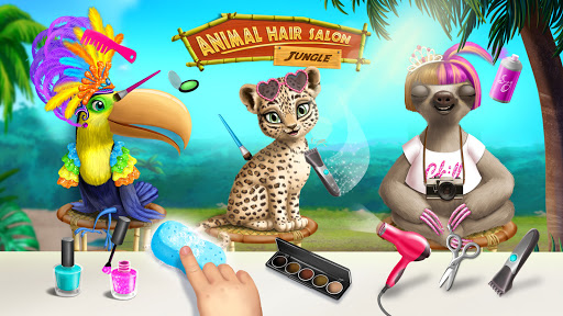 Joyful kids playing Animal Hair Salon 2 Jungle, styling animals with creativity and fun.