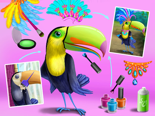 Joyful kids playing Animal Hair Salon 2 Jungle, styling animals with creativity and fun.