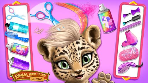 Joyful kids playing Animal Hair Salon 2 Jungle, styling animals with creativity and fun.