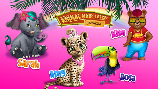 Joyful kids playing Animal Hair Salon 2 Jungle, styling animals with creativity and fun.