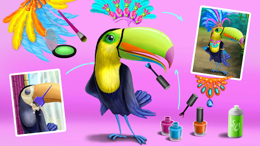 Joyful kids playing Animal Hair Salon 2 Jungle, styling animals with creativity and fun.