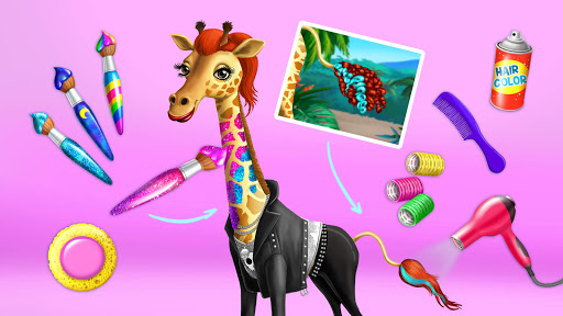 Joyful kids playing Animal Hair Salon 2 Jungle, styling animals with creativity and fun.