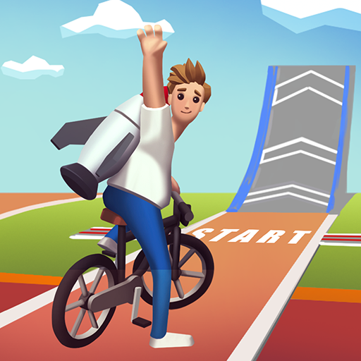 A thrilling scene of a biker soaring through the skies, capturing the essence of adventure and excitement in Bike Hop.