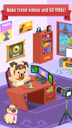 A playful and colorful depiction of a vlogger's journey to internet fame, capturing the excitement and creativity of content creation.