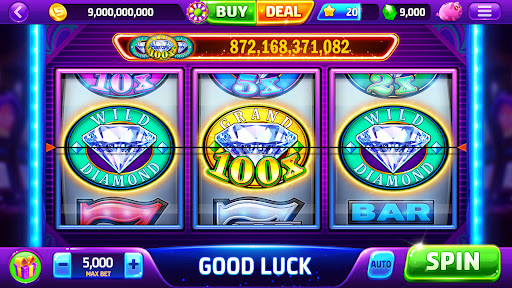 A vibrant and exciting portrayal of a virtual casino environment, capturing the thrill and allure of slot machines.