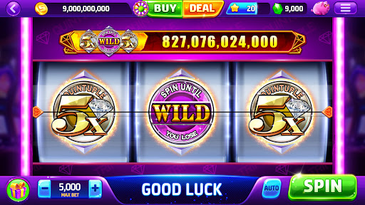 A vibrant and exciting portrayal of a virtual casino environment, capturing the thrill and allure of slot machines.