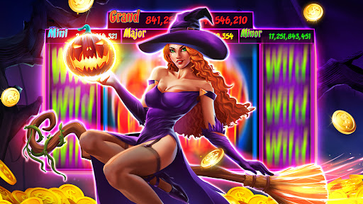 A colorful and lively depiction of people enjoying slot machine games in a virtual Las Vegas casino setting, capturing the excitement and social interaction.