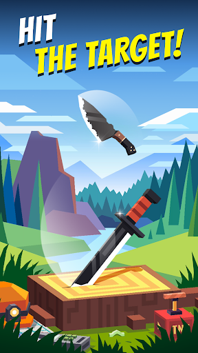 A captivating scene of a player mastering the art of knife throwing in a mobile game, capturing the thrill and precision required.