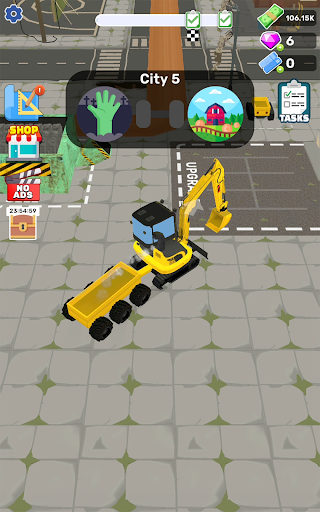 An exciting depiction of a dozer demolishing a building, capturing the thrill and strategy of the Dozer Demolish game.