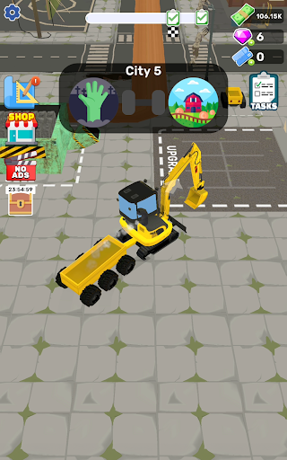 An exciting depiction of a dozer demolishing a building, capturing the thrill and strategy of the Dozer Demolish game.