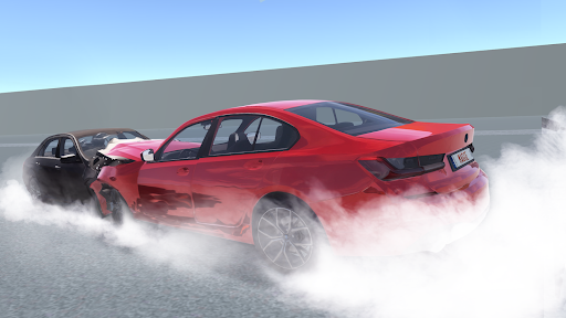 A thrilling action-packed race with cars colliding and exploding, capturing the excitement and intensity of Royal Car Destroy game.