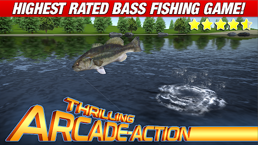 A serene and exciting digital fishing adventure awaits, capturing the essence of bass angling in a mobile game.