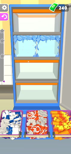 An engaging and colorful representation of the Fill The Fridge Game, showcasing vibrant food items being neatly organized into a digital fridge, symbolizing fun and challenge.