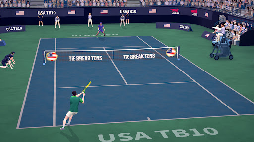 A thrilling tennis match in full swing, capturing the intensity and excitement of Tennis Arena Game.