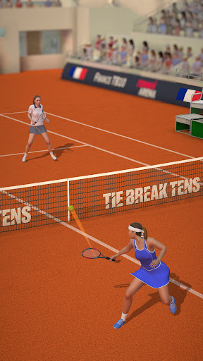 A thrilling tennis match in full swing, capturing the intensity and excitement of Tennis Arena Game.