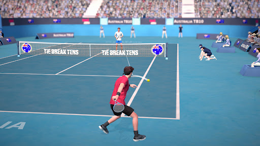 A thrilling tennis match in full swing, capturing the intensity and excitement of Tennis Arena Game.