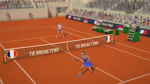 A thrilling tennis match in full swing, capturing the intensity and excitement of Tennis Arena Game.