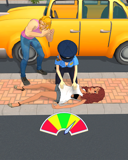 A thrilling high-speed car chase in a vibrant cityscape, capturing the excitement and adrenaline of the Car Cops Game.