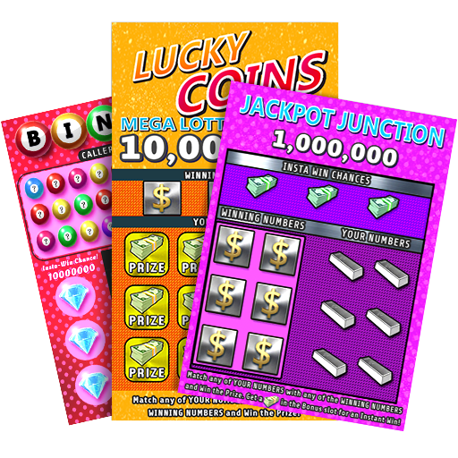 An exhilarating digital gaming experience with scratch cards, lotteries, and bingo, capturing the excitement and anticipation of winning big.