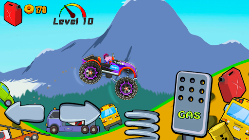 A cheerful hippo driving a colorful monster truck across a vibrant landscape, capturing the essence of adventure and fun.