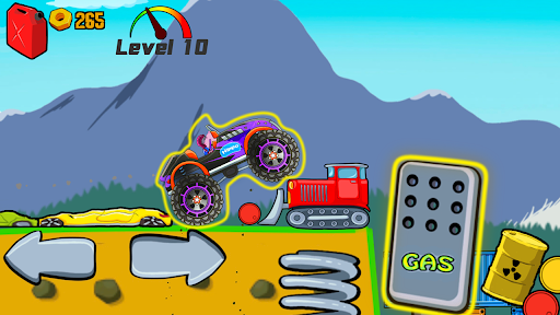 A cheerful hippo driving a colorful monster truck across a vibrant landscape, capturing the essence of adventure and fun.