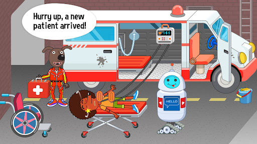 A colorful and engaging image of children playing a hospital-themed game, capturing joy, learning, and exploration in a safe and educational environment.