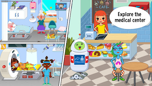 A colorful and engaging image of children playing a hospital-themed game, capturing joy, learning, and exploration in a safe and educational environment.