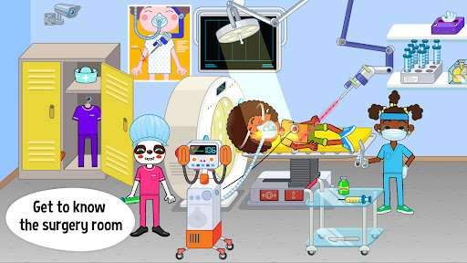 A colorful and engaging image of children playing a hospital-themed game, capturing joy, learning, and exploration in a safe and educational environment.