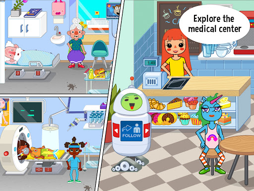 A colorful and engaging image of children playing a hospital-themed game, capturing joy, learning, and exploration in a safe and educational environment.