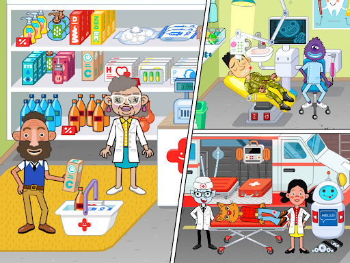 A colorful and engaging image of children playing a hospital-themed game, capturing joy, learning, and exploration in a safe and educational environment.