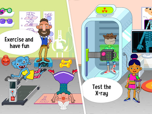 A colorful and engaging image of children playing a hospital-themed game, capturing joy, learning, and exploration in a safe and educational environment.