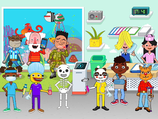 A colorful and engaging image of children playing a hospital-themed game, capturing joy, learning, and exploration in a safe and educational environment.