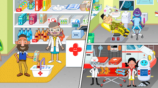 A colorful and engaging image of children playing a hospital-themed game, capturing joy, learning, and exploration in a safe and educational environment.