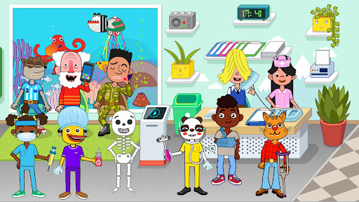 A colorful and engaging image of children playing a hospital-themed game, capturing joy, learning, and exploration in a safe and educational environment.