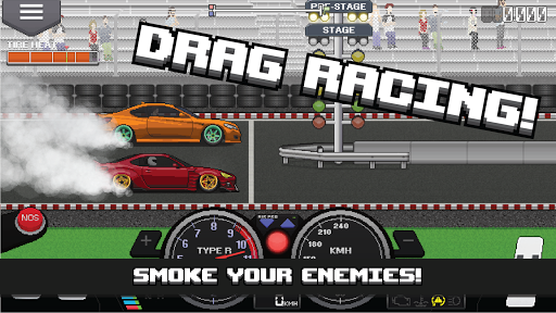 A thrilling pixel art racing adventure filled with customization and competition.