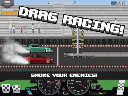 A thrilling pixel art racing adventure filled with customization and competition.