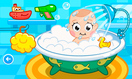 A joyful and colorful representation of a baby care game, exuding warmth and nurturing vibes.