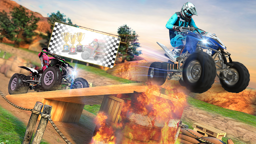 A thrilling race across rugged terrain, capturing the excitement and adventure of ATV Quad Bike Games.