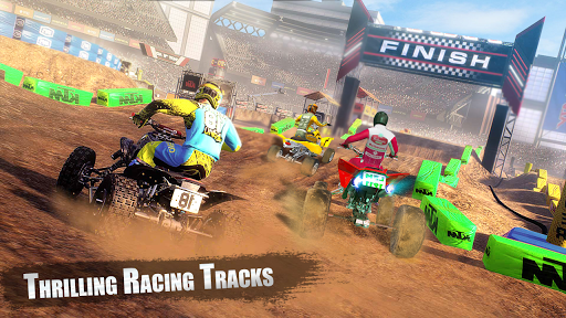 A thrilling race across rugged terrain, capturing the excitement and adventure of ATV Quad Bike Games.