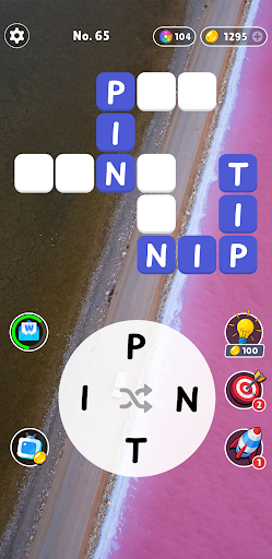 An engaging image of a person solving a word puzzle on their mobile device, showcasing concentration and enjoyment.