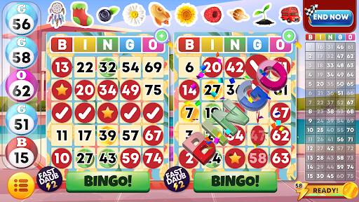 A vibrant and exciting bingo game adventure, capturing the joy and thrill of playing bingo with friends.