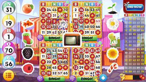 A vibrant and exciting bingo game adventure, capturing the joy and thrill of playing bingo with friends.