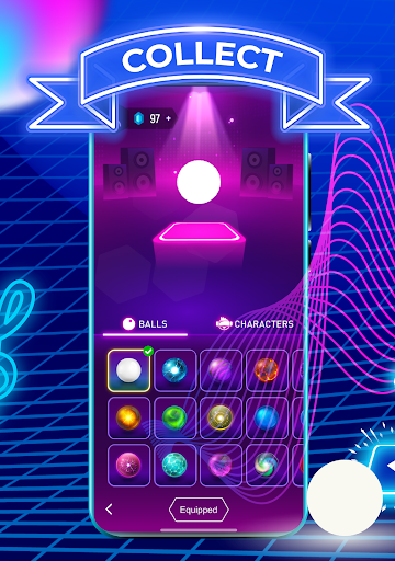 A vibrant and dynamic representation of music notes dancing with a colorful ball, capturing the essence of rhythm and movement in the Beat Hopper game.