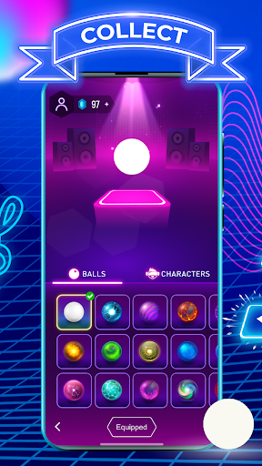 A vibrant and dynamic representation of music notes dancing with a colorful ball, capturing the essence of rhythm and movement in the Beat Hopper game.